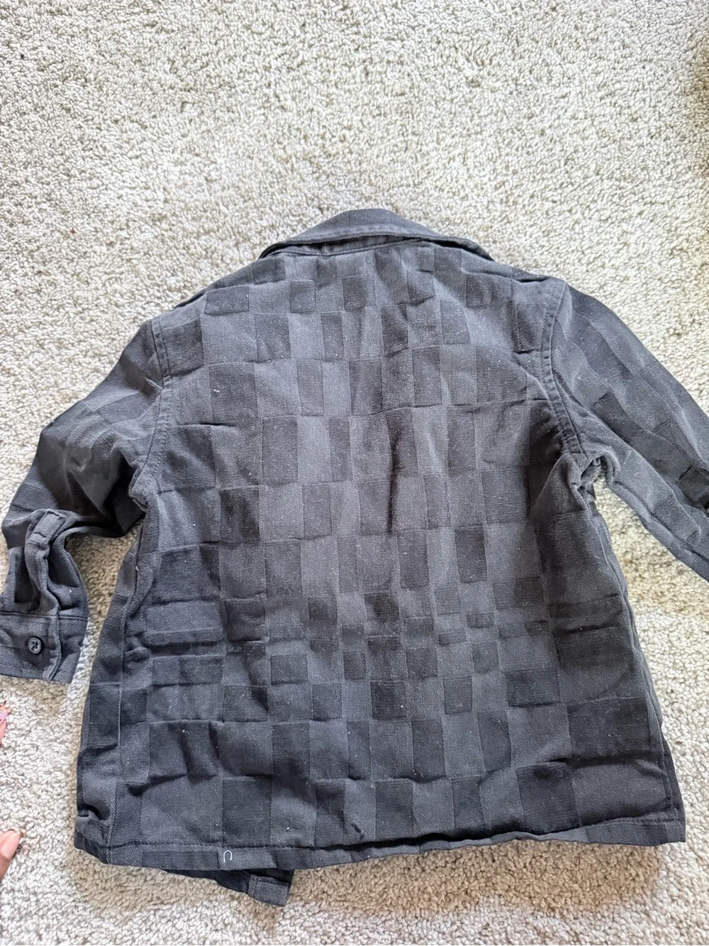 Old Navy Kids Black Checker-Pattern Shirt Jacket